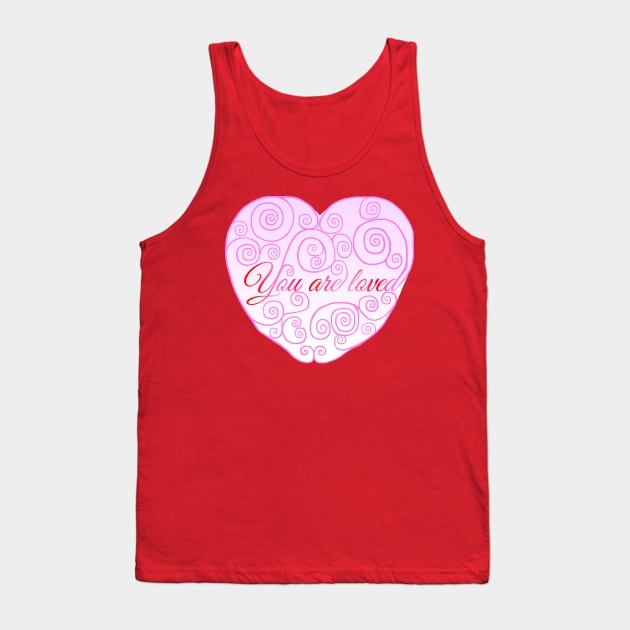 You Are Loved Swirly Heart Tank Top by Art by Deborah Camp